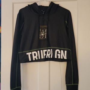 True religion active crop top hoodie